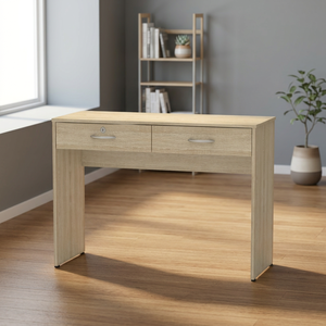 Escritorio Moderno de Madera para Oficina en Casa Furnizone Modelo 1327, 2 Cajones de Almacenamiento, Diseño de Panel que Ahorra Espacio, Colores Personalizados, Ensamblaje - Product Image 3