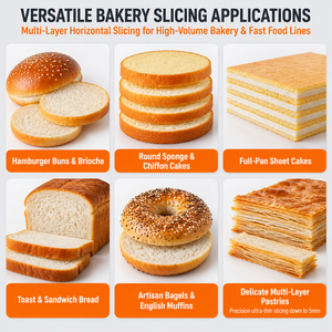 Affettatrice Commerciale per Torte, Taglio Sottile 5mm, 25 Pezzi al Minuto, 1150x790x1250mm, Taglio Multistrato per Produzione di <span class=keywords><strong>Pasticceria</strong></span> - Product Image 4