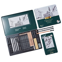 Coffret de crayons à dessin en boîte métallique pour étudiants en art et débutants – Fournitures de dessin pour l'école et le bureau