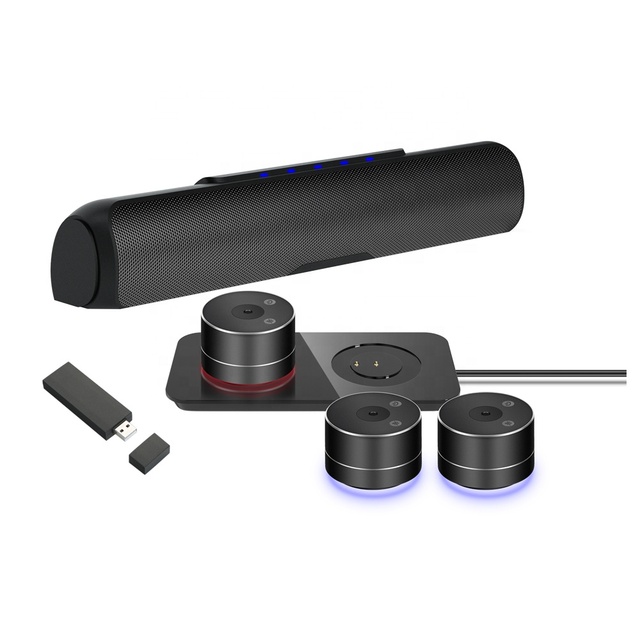 Wireless Conferencing Speakerphone  With Expansion Microphones Sound Bar