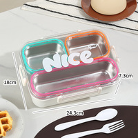 Boîte à bento en acier inoxydable 304 à 3 compartiments avec fourchette et cuillère 780 ml