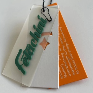 Logotipo personalizado de fábrica, reciclable con cuerdas, pasadores de seguridad, papel troquelado de silicona de PVC transparente, etiquetas colgantes impresas para ropa - Product Image 2