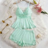 Chemise de nuit sexy sans bretelles en dentelle à col en V pour femme, taille élastique, pyjama d'été en jersey uni, respirant, tendance et confortable