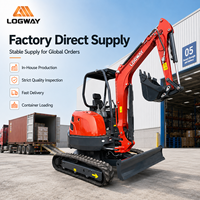 LOGWAY Mini Excavator Tugas Berat untuk Perbaikan Pinggir Jalan, Pekerjaan Tanah di Kebun dan Bukit dengan Pisau Lebar dan Track Baja, Pro Mini Excavator
