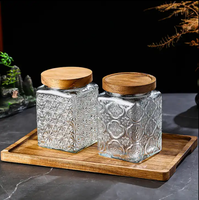 Meilleure Vente : Pot de Rangement en Verre Carré Transparent Vintage Gobelet Hermétique pour Aliments Épices de Cuisine