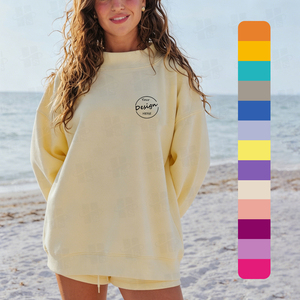 Custom New Arrival Women's Soft Brushed French Terry Sweatshirt 3D Embroidery Solid Color Drop Shoulder Mock Neck Sweatshirt - Product Image 1
