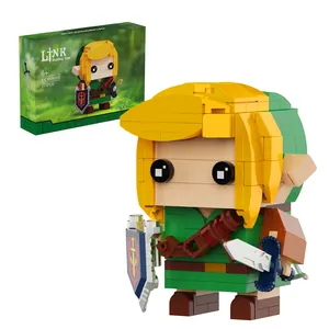 The Legend of Zelda Wilderness Surrounding Link Square Head Doll Children's Educational Assembled Building Blocks Toy Boy