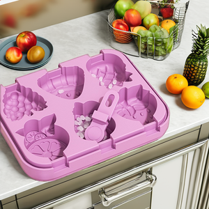 Molde de silicona cuadrado reutilizable de 6 capacidades para cubitos de hielo, modelo manual HS-BG-003, apto para microondas, personalizado por OEM, venta al por mayor - Product Image 2