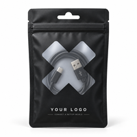 Fabricant de pochettes en plastique avec fermeture éclair pour câbles USB, fournisseur de sacs d'emballage pour câbles USB, pochette à fermeture éclair avec impression personnalisée, sac d'emballage pour câbles USB