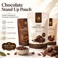 Pochette personnalisée mate résistante à l'humidité avec fermeture éclair, sac d'emballage souple laminé en feuille d'aluminium de qualité alimentaire pour chocolats et bonbons