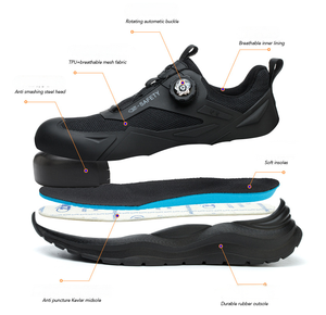Zapatillas <span class=keywords><strong>de</strong></span> trabajo para todas las estaciones para hombre, suela intermedia <span class=keywords><strong>de</strong></span> Kevlar, diseño <span class=keywords><strong>de</strong></span> botón perezoso, zapatos <span class=keywords><strong>de</strong></span> <span class=keywords><strong>seguridad</strong></span> sin cordones con punta <span class=keywords><strong>de</strong></span> acero, estilo <span class=keywords><strong>deportivo</strong></span> para uso en fábrica - Product Image 4