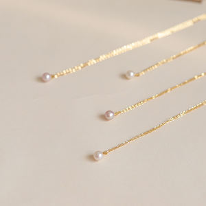 สร้อยคอทอง 14K ไข่มุกน้ำจืดธรรมชาติสีขาว/ชมพูสำหรับผู้หญิง - Product Image 5