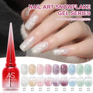 Vernis à ongles en gel blanc scintillant de style étoile à étiquette privée, 9 couleurs, paillettes fines roses scintillantes, gel pour nail art pour salon à domicile - Product Image 1