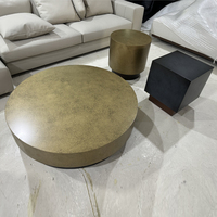 Table à thé centrale ronde moderne Table basse en acier inoxydable bronze pour ensemble de meubles de salon disponible