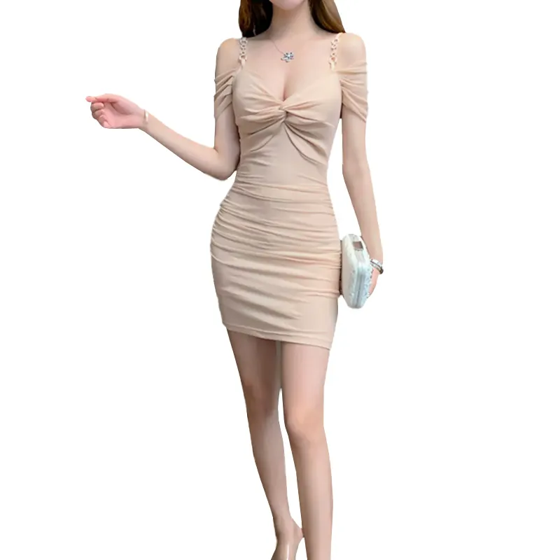 フレンチホルタードレス女性の新しいナイトクラブセクシーな社交的な裸の肩ヒップスパイスショートスカートを袋に入れる純粋な欲求