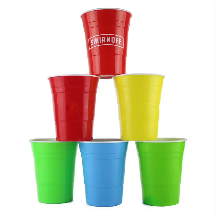 16oz Custom Transparent/Solid Color/Frosted PP Red Plastic Cup Halloween Style Cups Plastic 16oz Red Beer Pong Cup