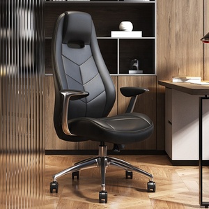 Nouvelle Arrivée <span class=keywords><strong>Chaise</strong></span> <span class=keywords><strong>de</strong></span> <span class=keywords><strong>Bureau</strong></span> <span class=keywords><strong>de</strong></span> Direction Noire en Cuir à Dossier Haut avec Appuie-tête en Maille Respirante - Product Image 1
