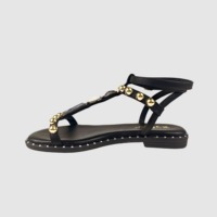 Sandales plates personnalisées pour femmes avec pierres et perles, à lanières cheville, bout ouvert, confortables et antidérapantes
