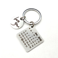 Porte-clés personnalisé gravé avec photo et date, en acier inoxydable rectangulaire de luxe, léger et tendance, pour la Saint-Valentin