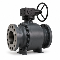 Vanne à boisseau sphérique à trunnion DN200 en acier au carbone WCB, à brides, avec boîte de vitesses pour pipeline pétrolier et gazier