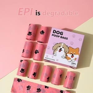 Bolsas para excremento de perro con estampado de pata rosa, gruesas, portátiles, rollos para desechos de mascotas - Product Image 4