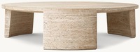 Mobilier moderne de salon table en T en marbre rond à trois pieds table basse table basse en travertin Wyeth pour la maison