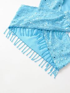 Completo Estivo Sexy da <span class=keywords><strong>Donna</strong></span>: Top Corto con Perle e Paillettes e Gonna Sopra il Ginocchio, Traspirante e Intrecciato, Ideale per Feste - Product Image 6