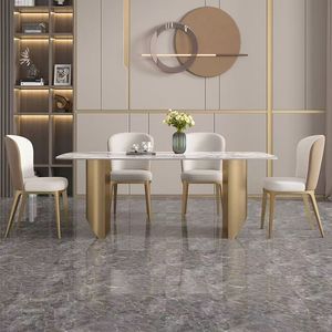 Mesa de <span class=keywords><strong>Comedor</strong></span> Minimalista de Lujo, Muebles de Cocina, Mesa de Piedra Sinterizada, <span class=keywords><strong>6</strong></span> <span class=keywords><strong>Sillas</strong></span> para <span class=keywords><strong>Comedor</strong></span>, Hogar, Apartamento <span class=keywords><strong>Pequeño</strong></span> - Product Image 2