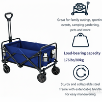 Chariot de camping pliable robuste, capacité 80 kg, chariot utilitaire pliable, mobilier d'extérieur portable pour la plage, le jardin et le shopping