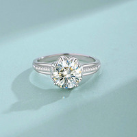 Bague en Moissanite 2 carats couleur D VVS, en Argent Sterling S925, Bague de Fiançailles Scintillante Tendance pour Femme, Vente en Gros Usine