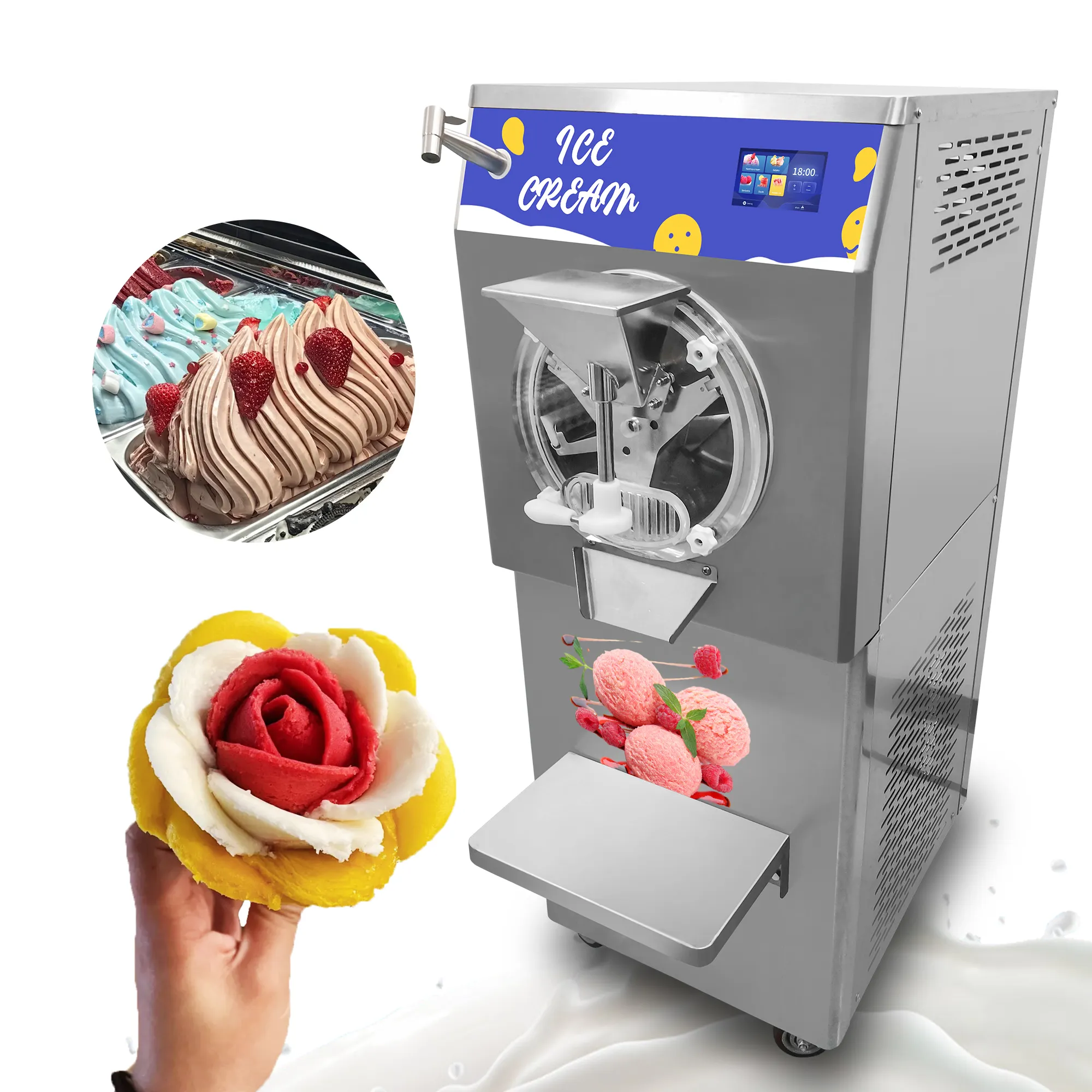 Mvckyi 48L/H 5 in1Functionm CE आइसक्रीम मशीन/जेलेटो हार्ड आइसक्रीम मशीन इतालवी बर्फ निर्माता सॉर्बेट स्लश मशीन