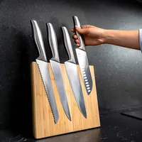 Magnetic Knife Block with Acrylic Shield, Double Side Kitchen Knife Holder  without Knives- Acacia Wood Universal Knife Storage Organizer with Powerful  Magnet for Kitchen Counter