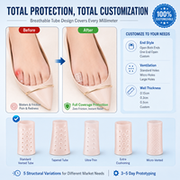 Protector de Dedos SEBS con Doble Abertura y Perforaciones, Separador de Dedos para Juanetes, Tubo Hidratante sin Adhesivo con Ajustador