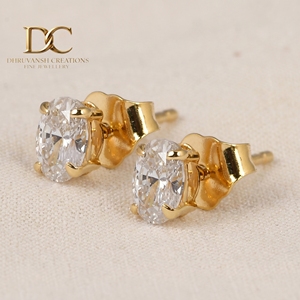 Pendientes de Oro Sólido de 14 Quilates de Lujo, Forma Ovalada, Corte Brillante, Diamante Cultivado en Laboratorio, Certificado IGI, Diseño Personalizado para Mujer, para Boda - Product Image 5
