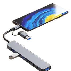8-in-<span class=keywords><strong>2</strong></span> USB + Type-C Hub Docking Station met 3,5 mm audio-aansluiting, kaartlezer, laptop-, tablet- en telefoon-schijfconverter - Product Image 1