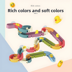 DIY Waterwheel/Wheel Type Plastic Bath Toy for Kids 2-4 Years Assemble Tracks Marbles <strong>Slides</strong> Educational Fun Rubber <strong>Ducks</strong> - Product Image 3