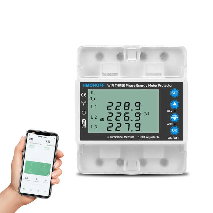 Tuya Wifi Slimme Stroomonderbreker 380V 3 Fase 4 Draad Over Onder Spanningsbeschermer Relais Energie Vermogen Kwh Bidirectionele Meter 80a