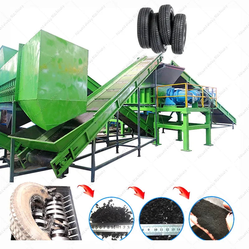 Full Automatic Small tire shredder waste tire recycling machinery plant tyre recycling machine to make rubber powder