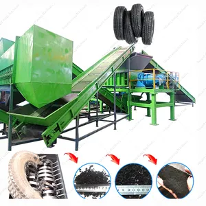 Full Automatic Small Tire Shredder Waste Tire Recycling Machinery Plant Tyre Recycling Machine To Make Rubber Powder