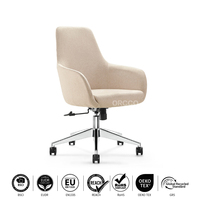 EN1335 BIFMA Mobilier moderne pour chambre d'hôtel, bureau, tissu personnalisé, revêtement en cuir, hôtellerie 360 °   Fauteuil de bureau pivotant à 5 étoiles