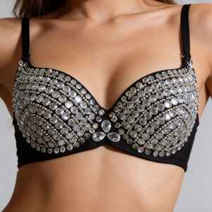Decorazioni Punk con Strass e Perline per Spettacoli di Danza del Ventre in Discoteca, Reggiseno con Borchie, Costume Lingerie - Product Image 3