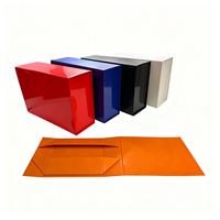 Boîte cadeau rigide personnalisée avec couvercle magnétique orange, doublure en éponge, laminage mat, gaufrage, pliable, emballage haut de gamme