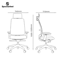 Chaise de bureau ergonomique pivotante moderne SpaceUnited avec appuie-tête réglable, dossier haut en maille respirante pour le bureau