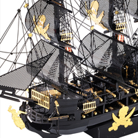 Modèle de puzzle en métal 3D Piececool Black Pearl Ship, à assembler soi-même, modèle d'exposition, cadeau décoratif de collection pour adultes et enfants