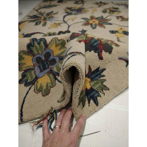 Alfombra Ecológica con Diseño Floral, Rectangular, Tejida a Mano, de Lana, Estilo Moderno, para Sala de Estar, Pelo Mediano, Base de Espuma, Limpieza en Seco - Product Image 2
