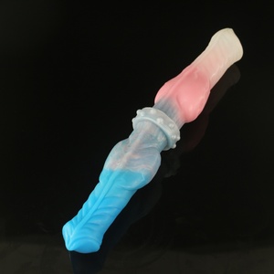 LUUK - Dildo de silicona líquida suave de doble cabeza con forma de pene de caballo, color rosa tweed, tapón anal grande y rugoso para mujeres, ¡el más vendido! - Product Image 2