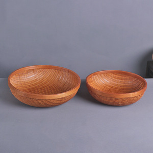 <b>Bamboo</b> Woven Storage <b>Basket</b> Round Handmade For Living Room Food Container Set - Product Image 3