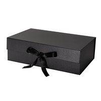 Boîtes en carton pliables magnétiques en papier noir de luxe personnalisées recyclables pour cadeaux de mariage de demoiselles d'honneur avec ruban
