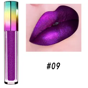 Métal Brillant Lipgloss Magique Rouge À Lèvres Tube Paillettes Chatoyant Couleur Étiquette Privée Extrême Haute Brillance Métallique Liquide Brillant À Lèvres