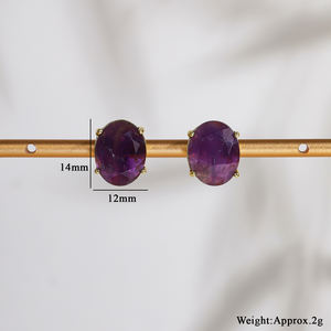 Moda ovale di forma naturale Lapis agata nera di guarigione artiglio di pietra preziosa orecchino borchie all'ingrosso per la vita quotidiana delle donne - Product Image 3